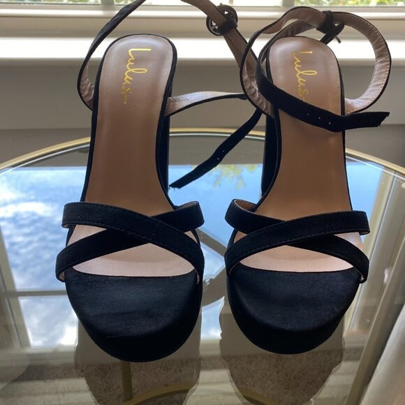 Archyy Black Suede Platform Ankle Strap Sandals - Picture 7 of 9